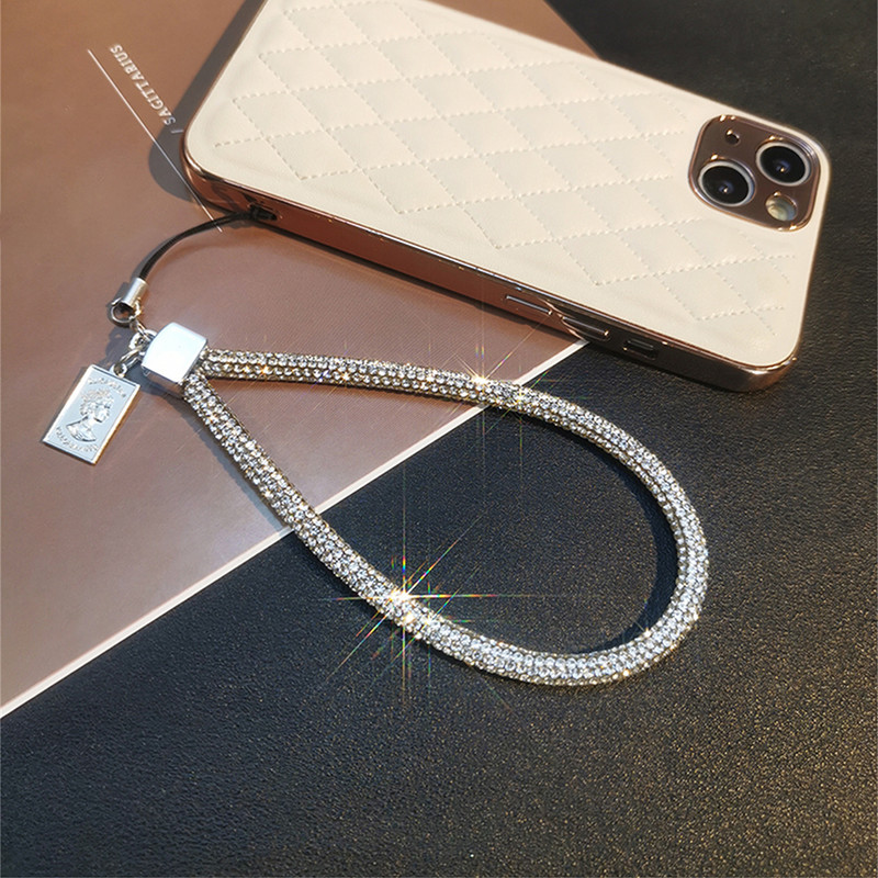 Colier cu șnur de cristal Insigna de identificare Breloc pentru telefon mobil Curea snur cu sclipici Strass Curea strălucitoare pentru gât Funie agățată Acces la telefon