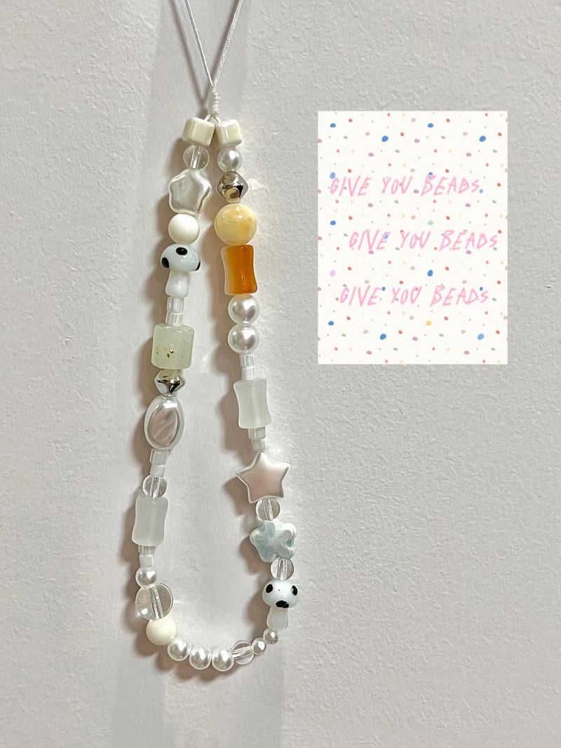 Retro Sweet Star Y2K Mushroom Silver Bead Telefoni amuletid Rihmapael iPhone`ile Samsung Books Kaamera ripatsiketi tarvikud