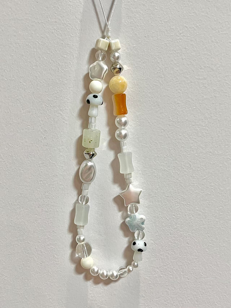 Retro Sweet Star Y2K Mushroom Silver Bead Telefoni amuletid Rihmapael iPhone`ile Samsung Books Kaamera ripatsiketi tarvikud