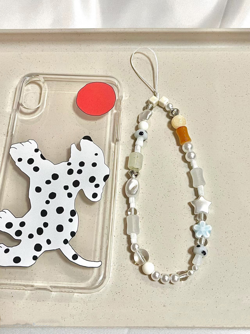 Retro Sweet Star Y2K Mushroom Silver Bead Telefoni amuletid Rihmapael iPhone`ile Samsung Books Kaamera ripatsiketi tarvikud