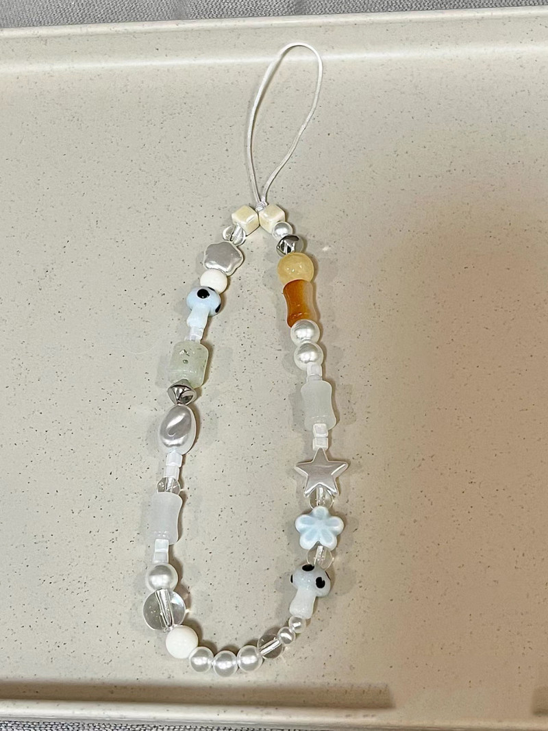 Retro Sweet Star Y2K Mushroom Silver Bead Telefoni amuletid Rihmapael iPhone`ile Samsung Books Kaamera ripatsiketi tarvikud