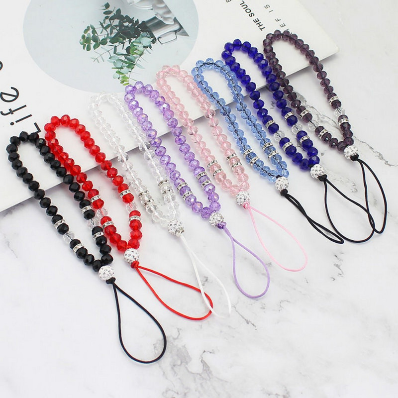 Curele pentru telefon mobil din cristal de lux Curele de șnur Mărgele antiderapante Husă pentru telefon Lanț suspendat Cureaua pentru mână Suport cablu frânghie Chei Bling
