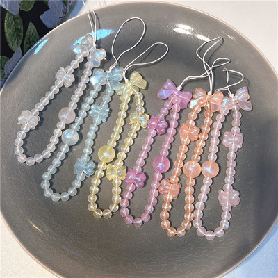 Sweet Phone Charm Lanyard Bow Pearl mobillánc Y2k ékszer telefonszíj elvesztésgátló telefonlánc mobiltelefon akasztókábel