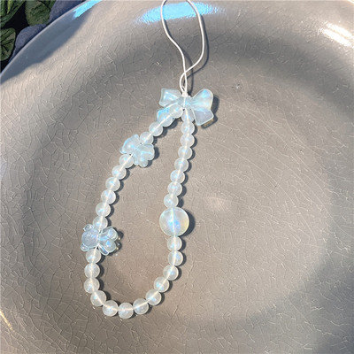 Sweet Phone Charm Lanyard Bow Pearl Αλυσίδα κινητού Y2k Κοσμήματα Λουράκι τηλεφώνου Αντι-απώλειες Αλυσίδα τηλεφώνου Κρεμαστό καλώδιο κινητού τηλεφώνου