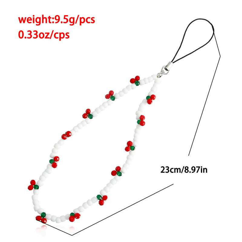 2023 Trendy mobilni remen za telefon šarm trešnja telefonski lanac s perlama Nakit za žene Anti-Lost Lanyard Poklon privjesak za ključeve Veleprodaja