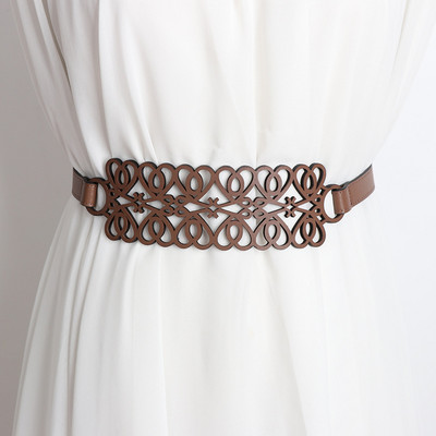 Γυναικεία δερμάτινη ζώνη PU Διακοσμητική ζώνη Cummerbunds Μαλακή δερμάτινη φαρδιά ζώνη Ζώνη μέσης με κούφιο κότσο Φαρδιά ζώνη μέσης με παπιγιόν casual