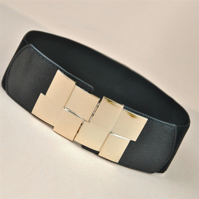 Moteriškas tamprus plataus juosmens diržas Moteriška elastinga suknelė „Cummerbund“ su sagtimi, tamprus, madingi, susegti diržai, moteriška juosmens juosta