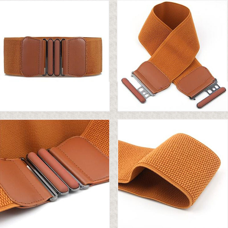 Moteriškas tamprus plataus juosmens diržas Moteriška elastinga suknelė „Cummerbund“ su sagtimi, tamprus, madingi, susegti diržai, moteriška juosmens juosta