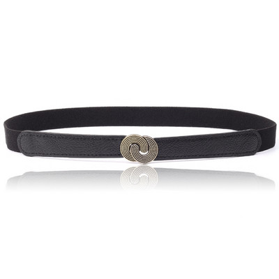 Must sulamist lilleline pannal õhuke elastne vöökoht Kuldsed pandlad Naiste kõhn vöökleit Cummerbund PU-nahast mustad venivad vööd