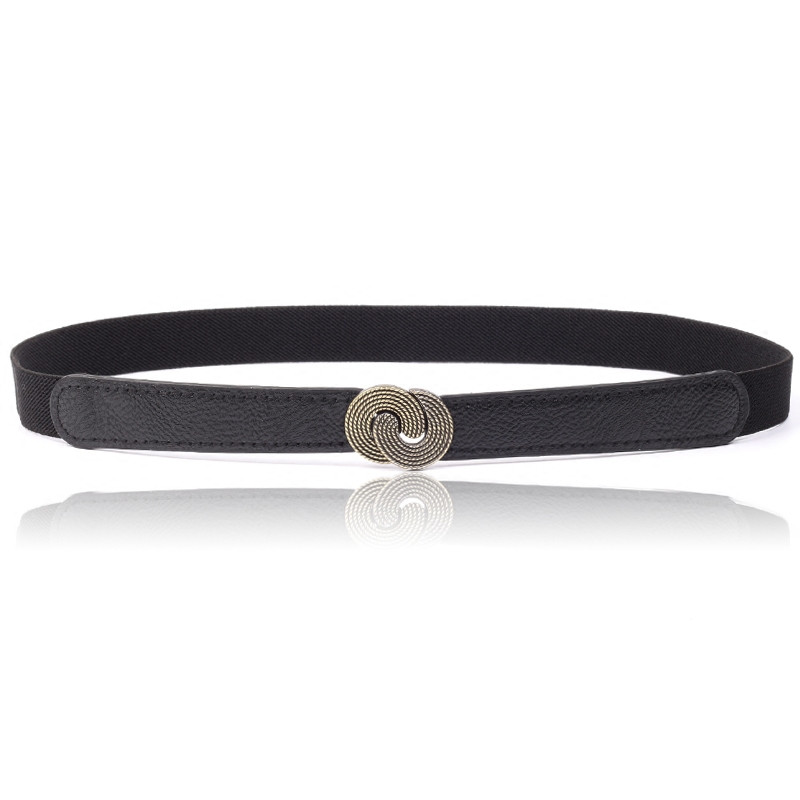 Must sulamist lilleline pannal õhuke elastne vöökoht Kuldsed pandlad Naiste kõhn vöökleit Cummerbund PU-nahast mustad venivad vööd