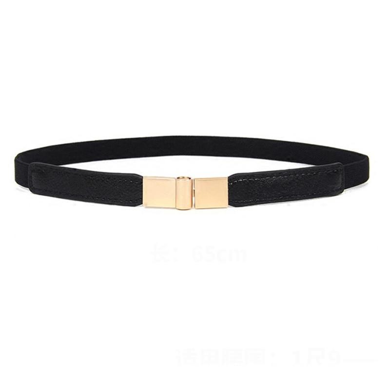 Must sulamist lilleline pannal õhuke elastne vöökoht Kuldsed pandlad Naiste kõhn vöökleit Cummerbund PU-nahast mustad venivad vööd