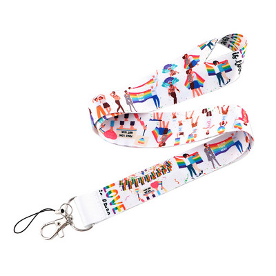 CB802 vikerkaarepael Cartoon kaelarihm võtmehoidja jaoks ID-kaardi märgihoidja mobiiltelefoni rihmad, võtmehoidja