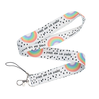 CB802 vikerkaarepael Cartoon kaelarihm võtmehoidja jaoks ID-kaardi märgihoidja mobiiltelefoni rihmad, võtmehoidja