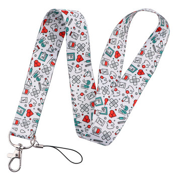 Doctor Nurse Theme Lanyards for Keychain ID Κάτοχοι σημάτων κινητού τηλεφώνου Σχοινί κλειδιού κορδόνι λαιμού Αξεσουάρ μπρελόκ Δώρα