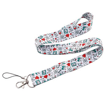 Doctor Nurse Theme Lanyards for Keychain ID Κάτοχοι σημάτων κινητού τηλεφώνου Σχοινί κλειδιού κορδόνι λαιμού Αξεσουάρ μπρελόκ Δώρα