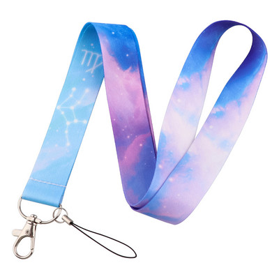 12 αστερισμοί κορδόνι για κινητά τηλέφωνα, κορδόνι για μπρελόκ, κορδόνι για μπρελόκ, συνδετήρα λαιμού σήματος USB ID με πλέγμα για μπρελόκ με κορδόνι DIY λουράκι ρυζιού