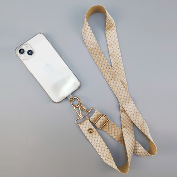 Κορδόνι κινητού τηλεφώνου Ρυθμιζόμενη χιαστί πλάτη με γούνινη καρό θήκη κινητού τηλεφώνου Κρεμαστή τσάντα μακριά διαγώνια κλιπ αλυσίδα με κορδόνι