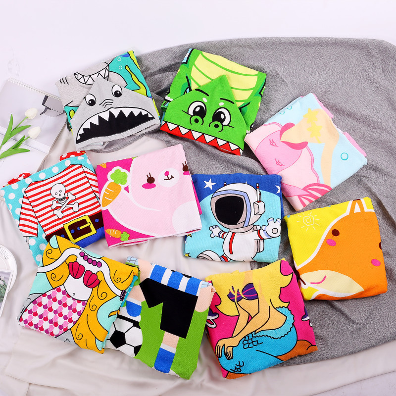 Πετσέτα μπάνιου 2023 με κουκούλα και καπέλα για παιδιά Απορροφητικό χαριτωμένο κινούμενα σχέδια Animal Full Vitality Swim Φορέστε μαγιό από μικροΐνες