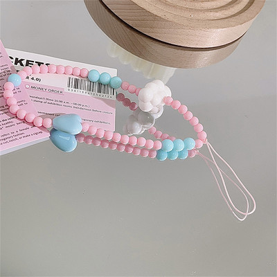 Korejski bijeli oblaci telefonski lanac s perlama u obliku srca za iPhone Modno uže za vješanje Ženski anti-gubitak Uzica za nakit Šarm remen Poklon