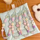 Korea armas lilleline karu telefonipael Samsungi iPhone`i rihma jaoks naiste keti ripats kommid köis ehted rippuvad võtmehoidja võlu