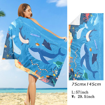 Плажни кърпи с печат на медузи с океански животни Ежедневна ваканция Плуване Къмпинг Леки тънки бързосъхнещи хавлиени одеяла Дамски