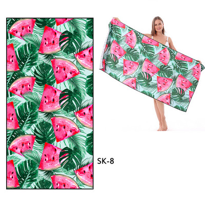 Ručnik za plažu od mikrovlakana s prugastim printom Prijenosni lagani ručnik za kupanje za odrasle, koji se brzo suši Putni ručnik za sport i fitnes