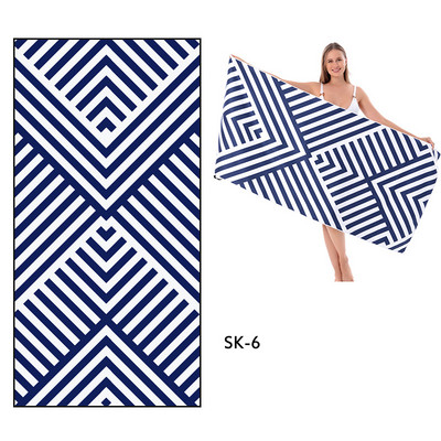 Ručnik za plažu od mikrovlakana s prugastim printom Prijenosni lagani ručnik za kupanje za odrasle, koji se brzo suši Putni ručnik za sport i fitnes