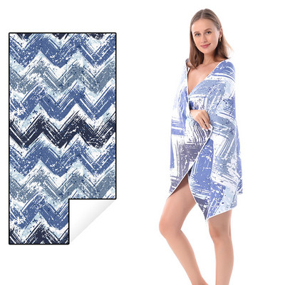 Ručnik za plažu od mikrovlakana s prugastim printom Prijenosni lagani ručnik za kupanje za odrasle, koji se brzo suši Putni ručnik za sport i fitnes