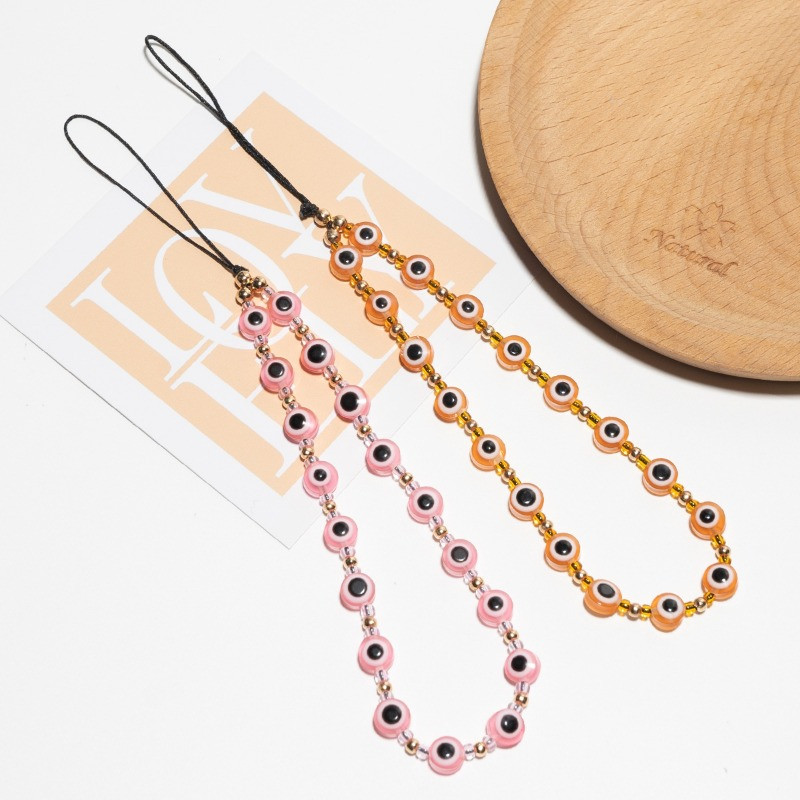 Lanț de telefon cu ochi rău de modă, margele din rășină, curea pentru telefon mobil, accesorii colorate pentru farmecul pentru telefon mobil, bijuterii pentru femei, fete