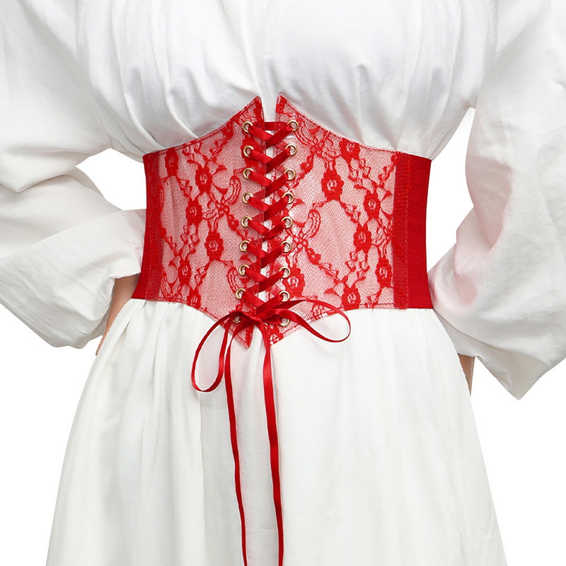 Čipkasti pojasevi za tijelo za mršavljenje Modni ženski korzet oko struka Cvjetni vez Elastični pojas Široki pojasevi Harajuku Vintage remen