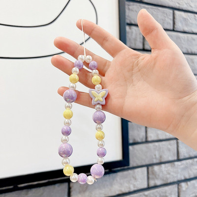 Vintage Love Beads Tālruņa futrālis Vads Mobilā Siksna Candy Krāsa Lācis Bow Charm Tālruņa ķēde Rotaslietas Aksesuāri sievietēm Dāvanas