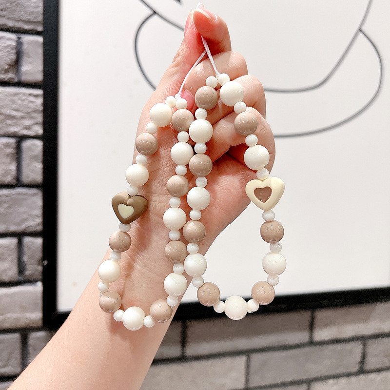 Vintage Love Beads Tālruņa futrālis Vads Mobilā Siksna Candy Krāsa Lācis Bow Charm Tālruņa ķēde Rotaslietas Aksesuāri sievietēm Dāvanas