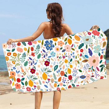 Хавлиена кърпа за плуване Бързосъхнеща, миеща се 80x160 см абсорбираща кърпа за душ с щампа на цветя Лесна за носене Плажна кърпа Ежедневна употреба