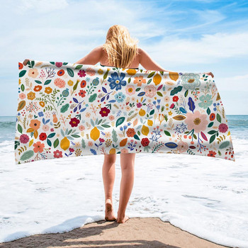 Хавлиена кърпа за плуване Бързосъхнеща, миеща се 80x160 см абсорбираща кърпа за душ с щампа на цветя Лесна за носене Плажна кърпа Ежедневна употреба