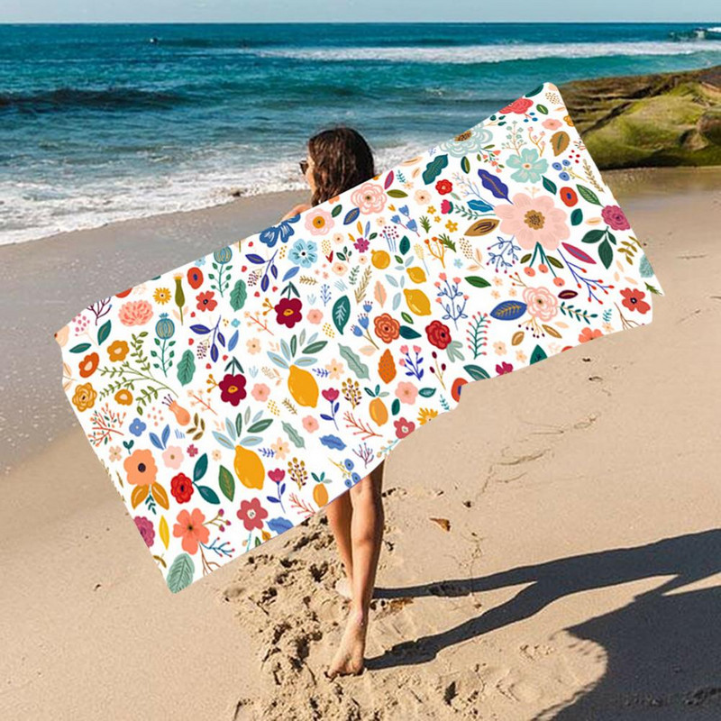 Πετσέτα κολύμβησης που στεγνώνει γρήγορα 80x160 cm Απορροφητική πετσέτα μπάνιου με εκτύπωση λουλουδιών Εύκολη μεταφορά Πετσέτα θαλάσσης καθημερινή χρήση