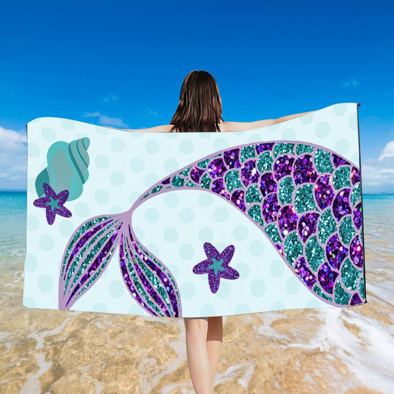 Φορετή πετσέτα μπάνιου Καλοκαιρινό θέμα παραλίας Πετσέτα παραλίας Γοργόνα που πλένεται για κορίτσια με φωτεινά χρώματα Πετσέτα κολύμβησης Αθλητικό αξεσουάρ