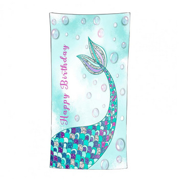 Хавлиена кърпа за баня Мека и удобна тънка опашка на русалка Плажна кърпа от микрофибър Сгъваемо плажно одеяло Спортен аксесоар