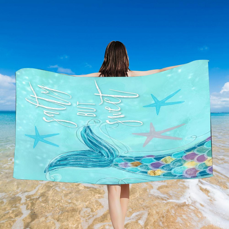 Vannirätik pehme ja mugav õhuke merineitsi sabakaalud mikrokiust rannarätik Kokkupandav rannatekk Sporditarvikud