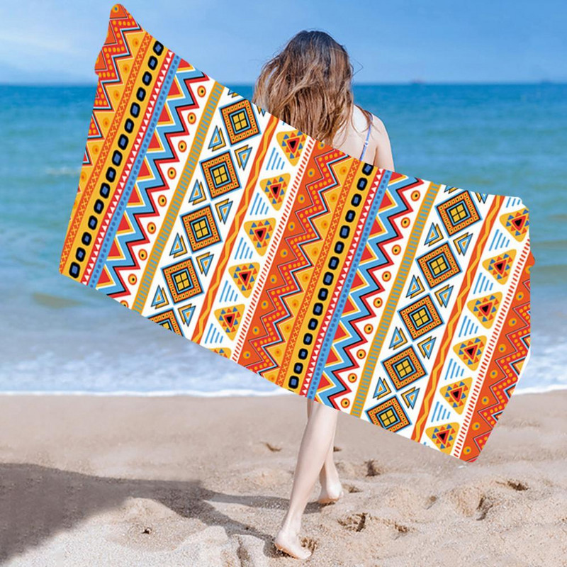 Sűrű kempingtörölköző, könnyen hordozható mikroszálas 150x75 cm Európa-Amerika stílusú, gyorsan száradó strandtörölköző Strandtörölköző Melegen tart