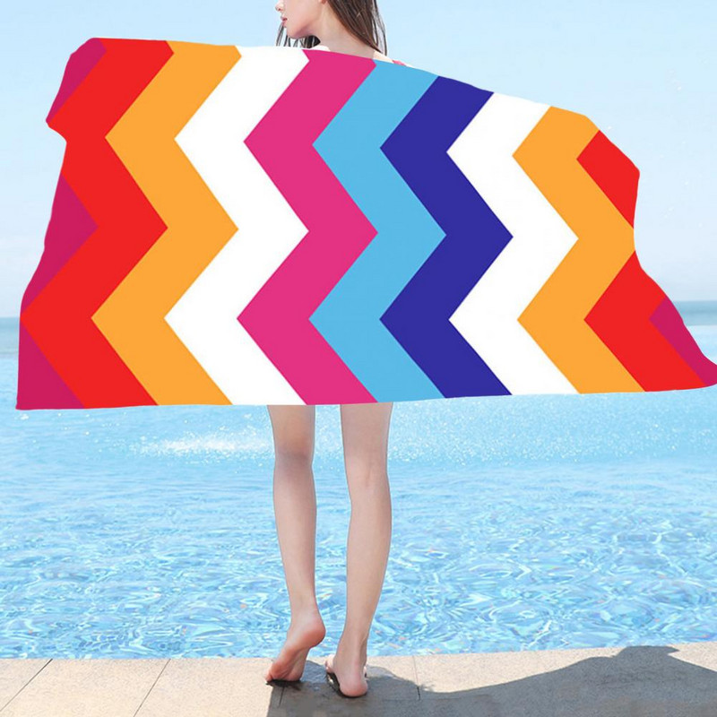 Kempingtörölköző praktikus puha textúrájú tusfürdő 150x75cm fürdőszobai csíkos zuhanytörlő SPA mosogatórongy tengerpartra