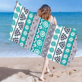 Хавлиена кърпа за баня Мека текстура Плажна кърпа Удобна на допир 150x75 см Европа Америка стил Бързосъхнеща плажна кърпа за морето