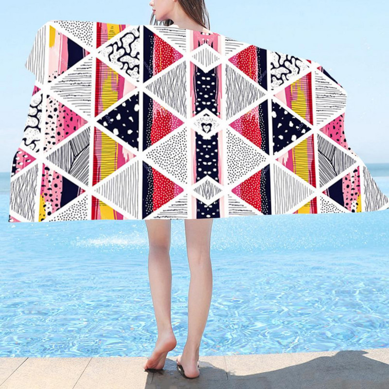 Praktiškas plaukimo rankšluostis, kvėpuojantis vonios rankšluostis, stipriai sugeriantis vandenį 150x75 cm geometrinis raštas SPA vonios rankšluostis, šiltas