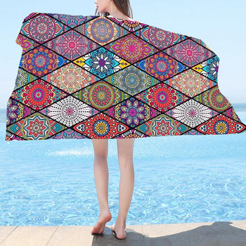 Хавлиена кърпа за къмпинг Практична удебелена миеща се 150x75 см геометрична шарка СПА кърпа за плажна кърпа Хавлиена кърпа за душ