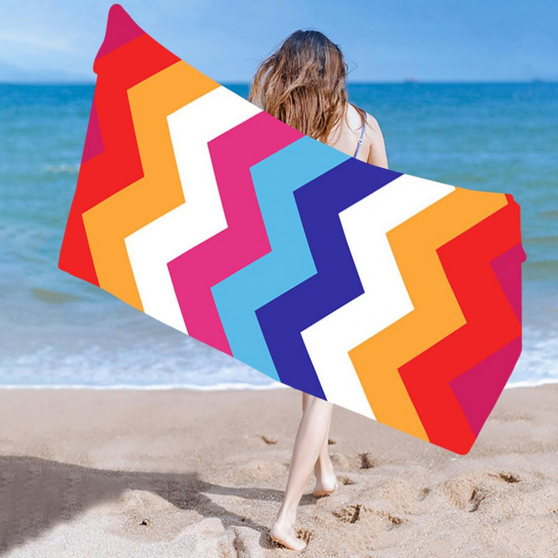 Kempingtörölköző Praktikus vastagon mosható 150x75cm geometriai mintás SPA fürdőlepedő tengerparti strandtörölköző zuhanytörlőhöz