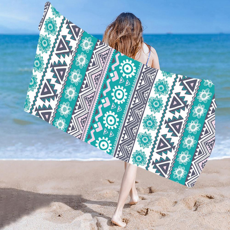 Kempingtörölköző Praktikus vastagon mosható 150x75cm geometriai mintás SPA fürdőlepedő tengerparti strandtörölköző zuhanytörlőhöz