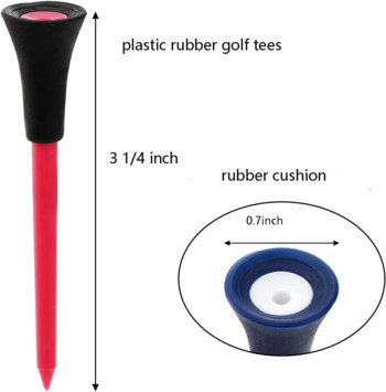 50 τμχ Μαλακό λαστιχένιο μαξιλάρι γκολφ μπλουζάκια γκολφ 3 1/4 ίντσας ελαστικά μπλουζάκια γκολφ πλαστικά άθραυστα μικτά χρώματα Ευέλικτα μικτά υλικά