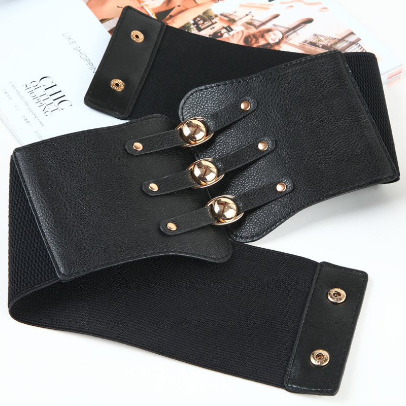 Modni gotički elastični pojasevi za žene Seksi crni pu kožni široki remen s korzetom Ženski Cinturones Para Mujer Heart Cummerbunds