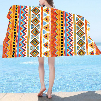 Практична кърпа за къмпинг Мека текстура Хавлиена кърпа Лесна за носене Wipe 150x75cm Геометричен модел СПА кърпа за баня