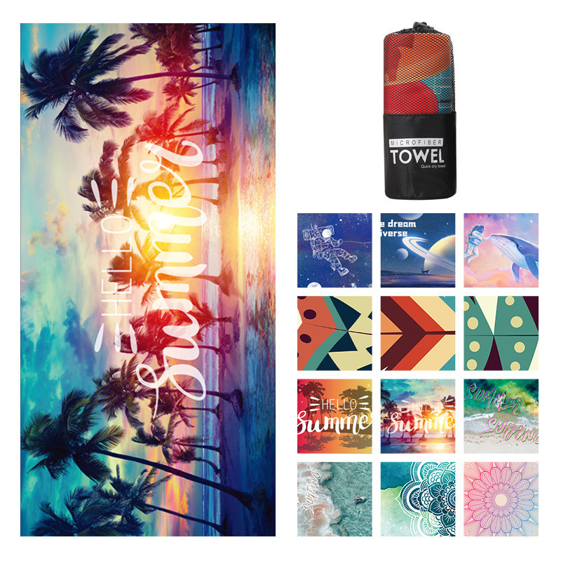 h-Printed Πετσέτα παραλίας διπλής όψης Velvet L Πετσέτα μπάνιου κολύμβησης με ταχεία στέγνωμα Πετσέτα μπάνιου από μικροΐνες