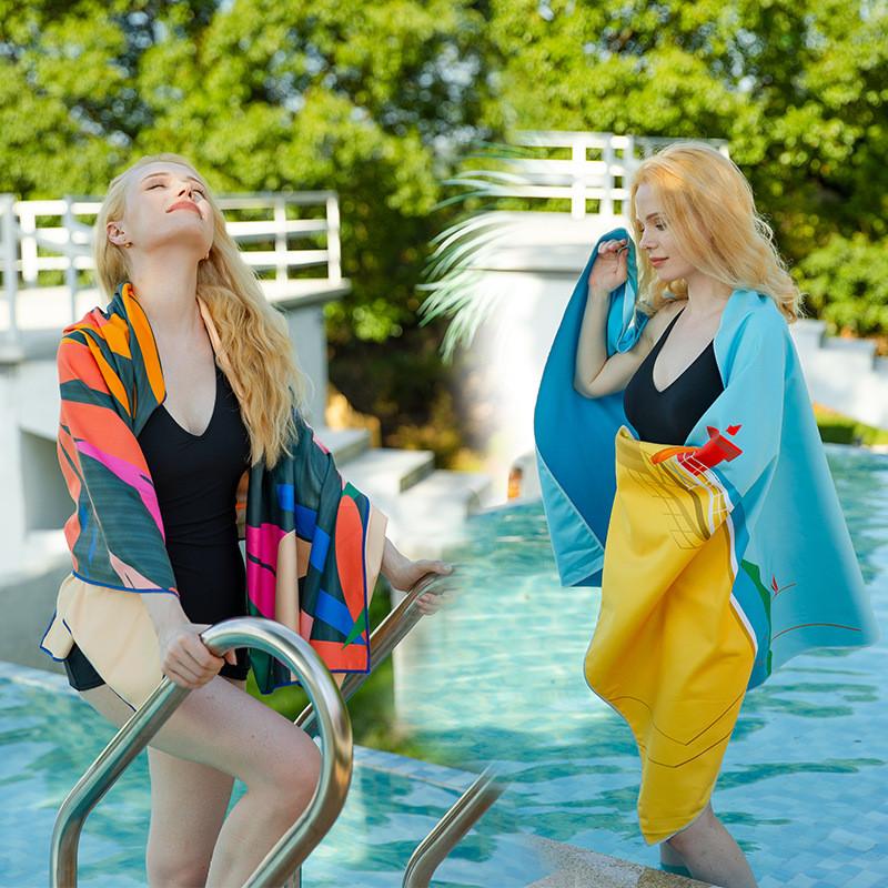 h-Prosop de plajă imprimat portabil Prosop de plajă cu uscare rapidă în aer liber Prosop din microfibră Prosop de baie purtabil pentru femei